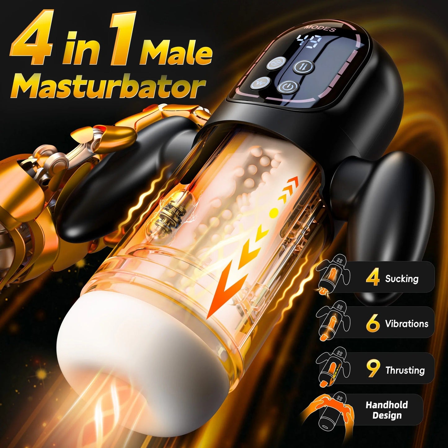 Automatic Male Masturbator with Thrusting and Suction – LCD Display, Adjustable Modes, and Ergonomic Handle