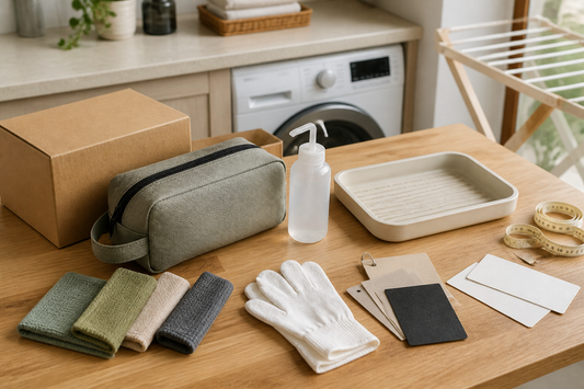 Plain parcel, storage bag, cloths, rinse bottle, drying tray and blank cards for comparing compact sex doll cleaning