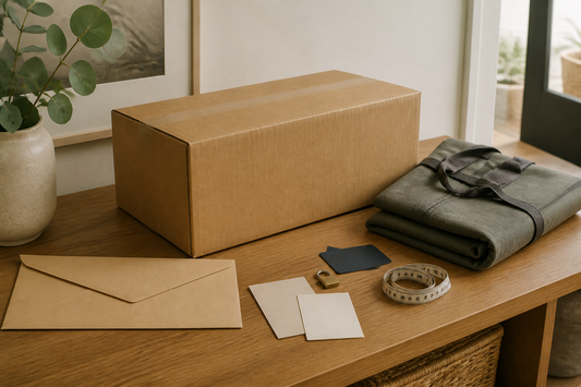 Plain parcel, sealed envelope, padlock, measuring tape and storage bag for discreet sex doll packaging