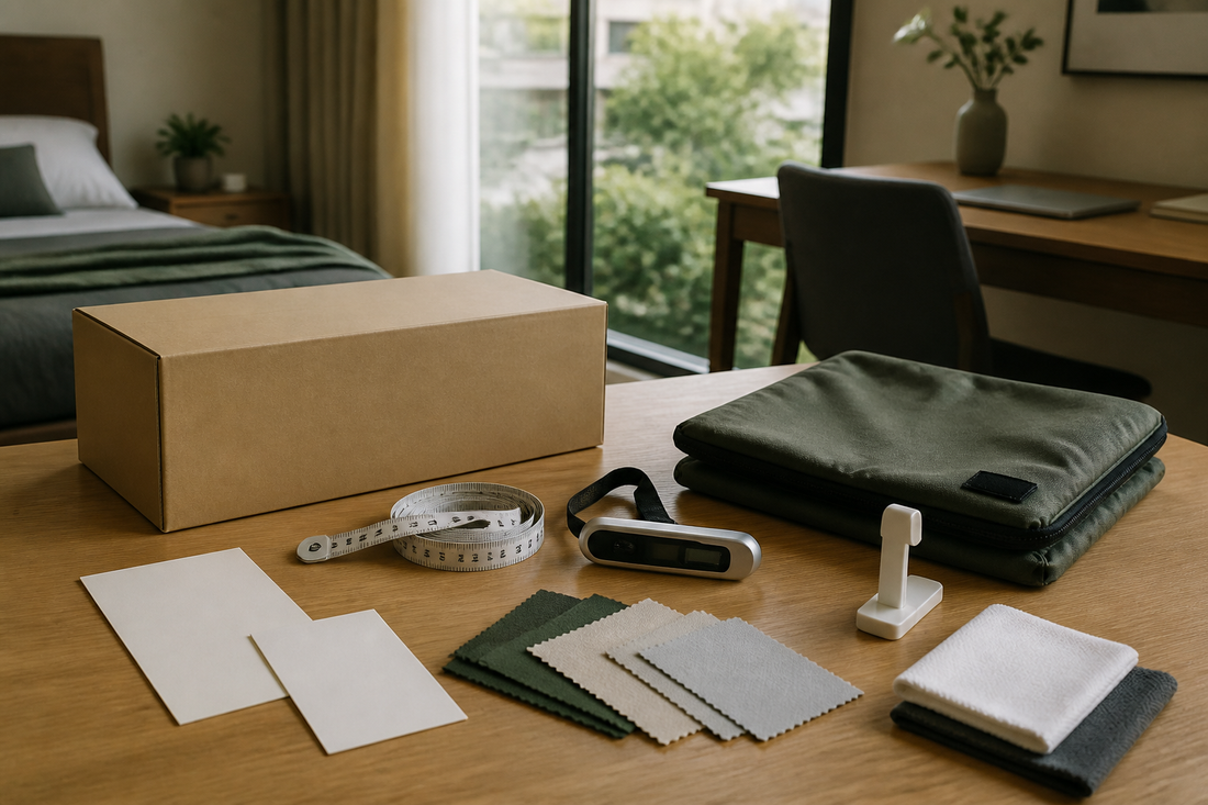 Plain parcel, measuring tape, blank cards, luggage scale and storage bag for choosing the right sex doll size