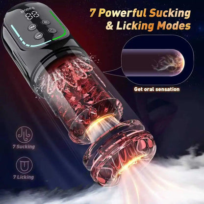 Fire & Ice Smart Male Pleasure Device – Cold & Heat Sensation, 11-in-1 Ultimate Stimulation with Suction, Licking, Rotation, Thrusting & Vibration