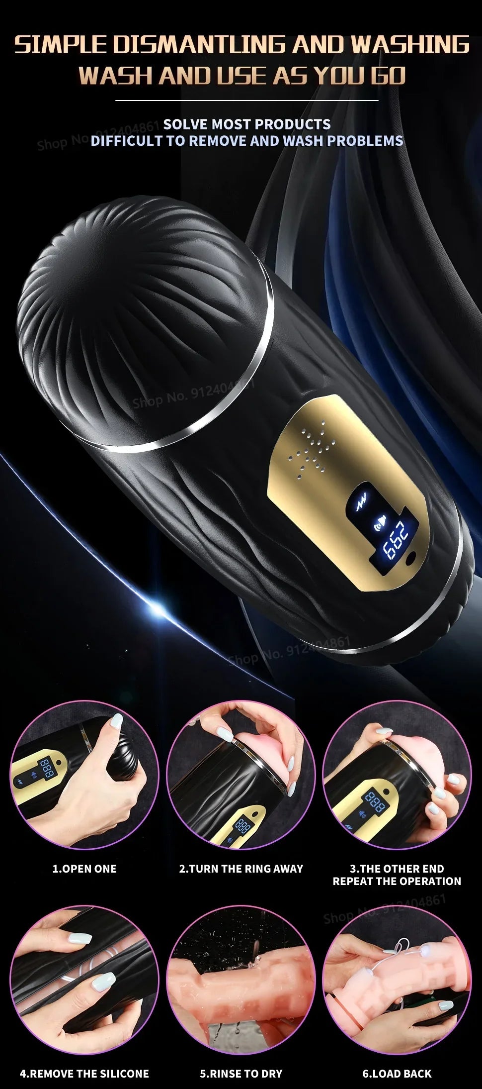 Dual Channel Vibrating & Heating Male Masturbation Cup, Top Male Sex Toy