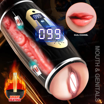 Dual Channel Vibrating & Heating Male Masturbation Cup, Top Male Sex Toy