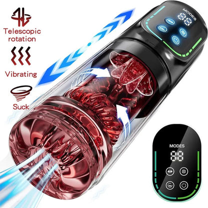 Fire & Ice Smart Male Pleasure Device – Cold & Heat Sensation, 11-in-1 Ultimate Stimulation with Suction, Licking, Rotation, Thrusting & Vibration