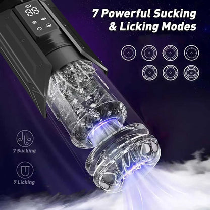 Fire & Ice Smart Male Pleasure Device – Cold & Heat Sensation, 11-in-1 Ultimate Stimulation with Suction, Licking, Rotation, Thrusting & Vibration